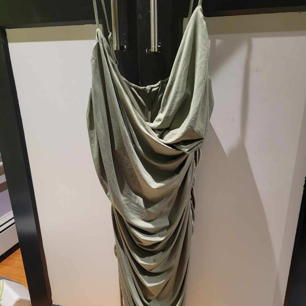 green rouged dress